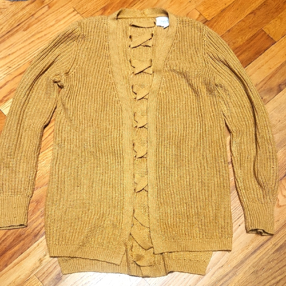 Cozy Mustard Open Cardigan XS, EUC